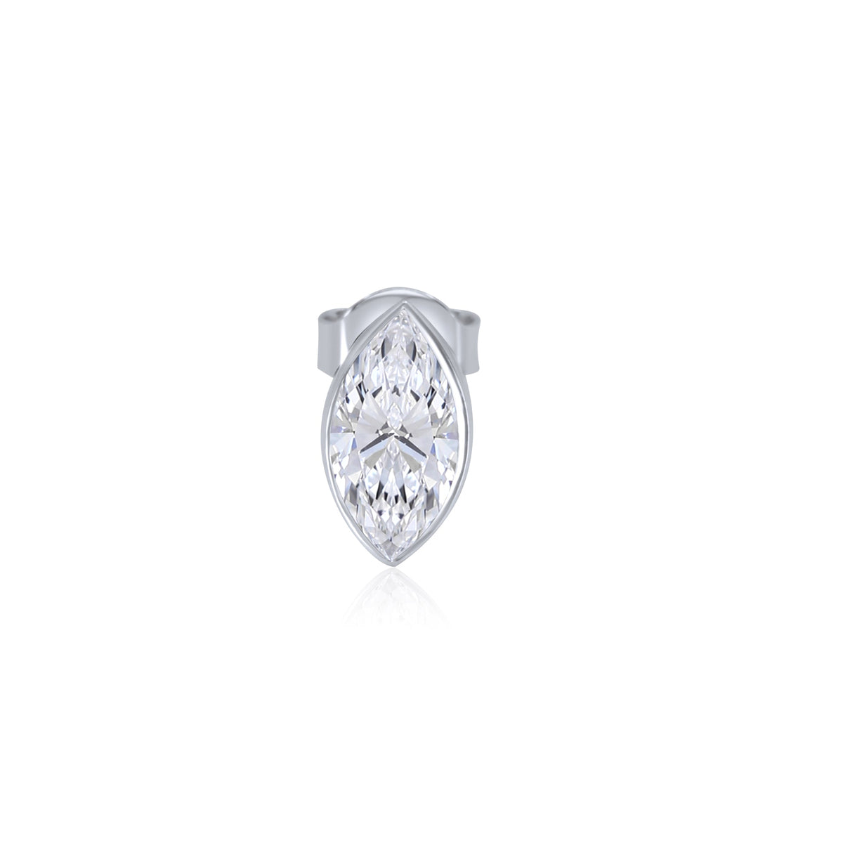 Gold Lab Diamond Marquise Bezel Stud Earring