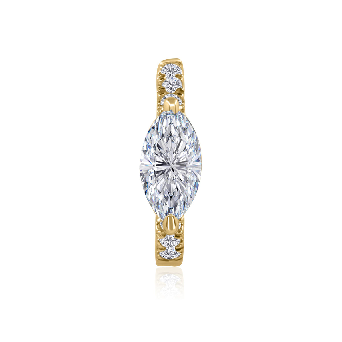 Gold Lab Diamond Marquise Hoop Earring