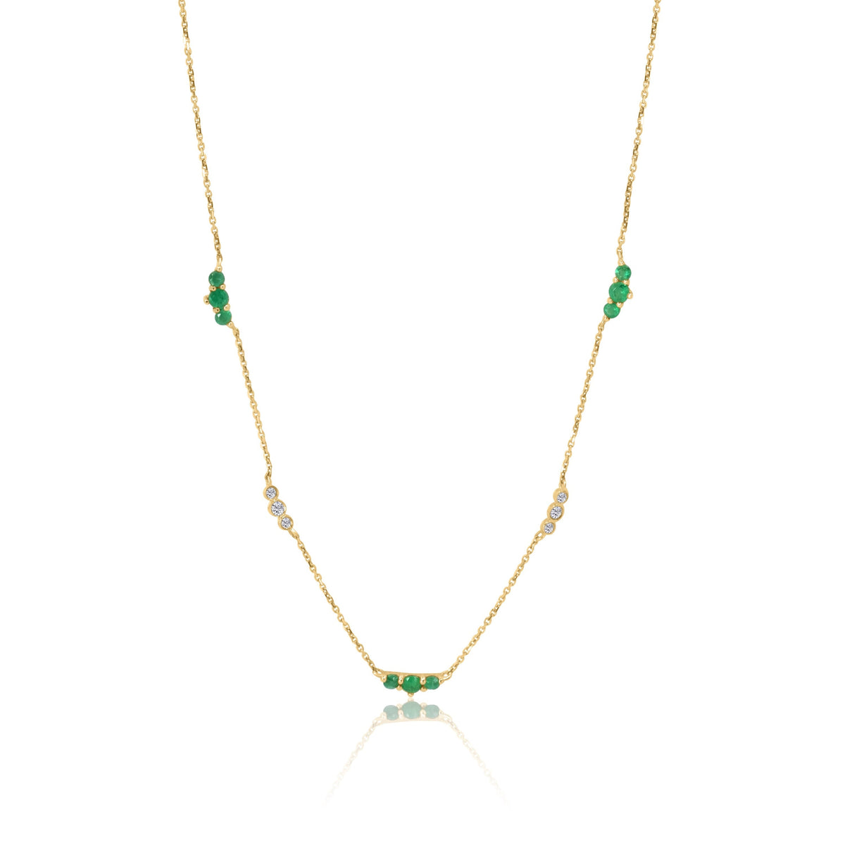 Gold Diamond and Emerald Multi Triple Necklace