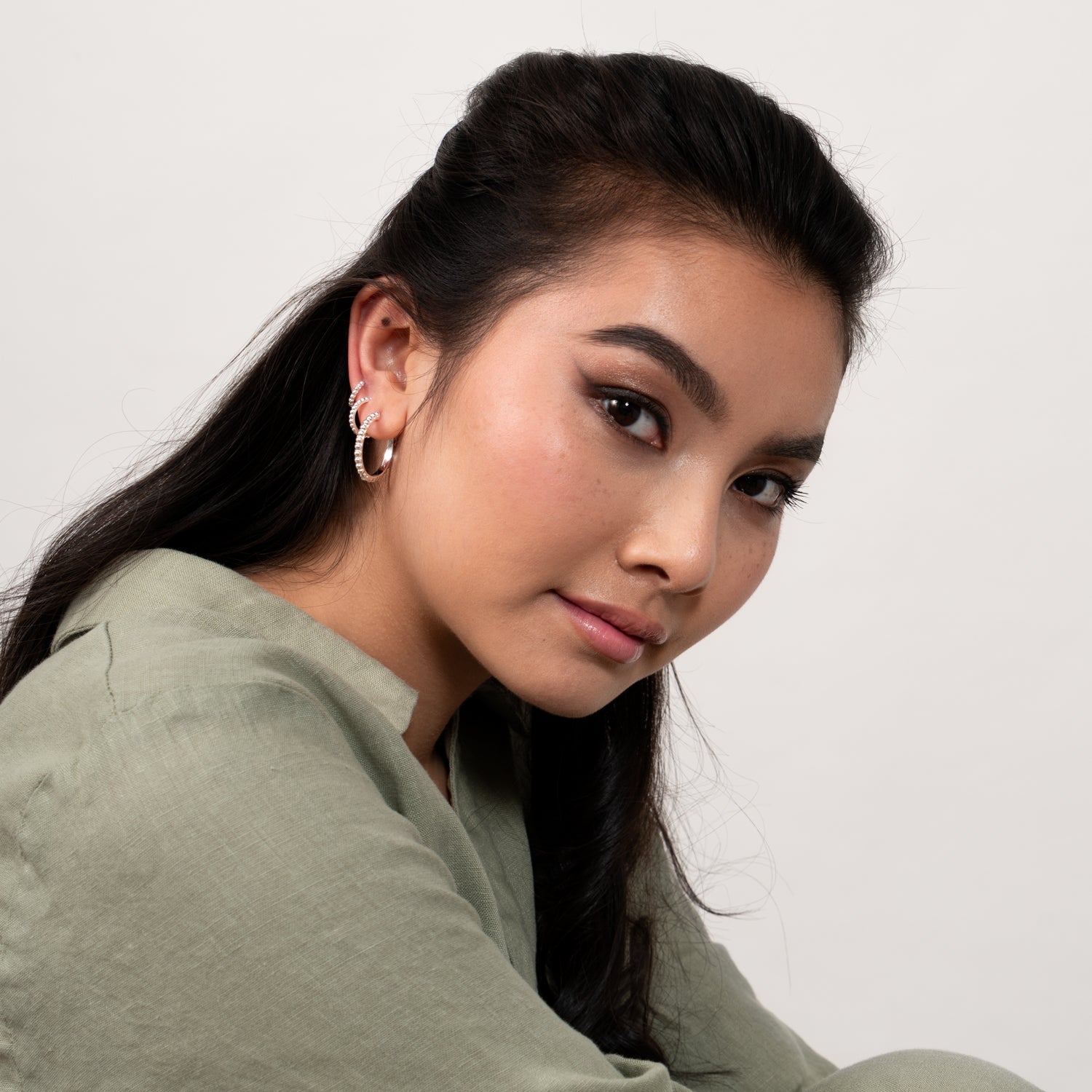 Small Dotty Huggie Hoops