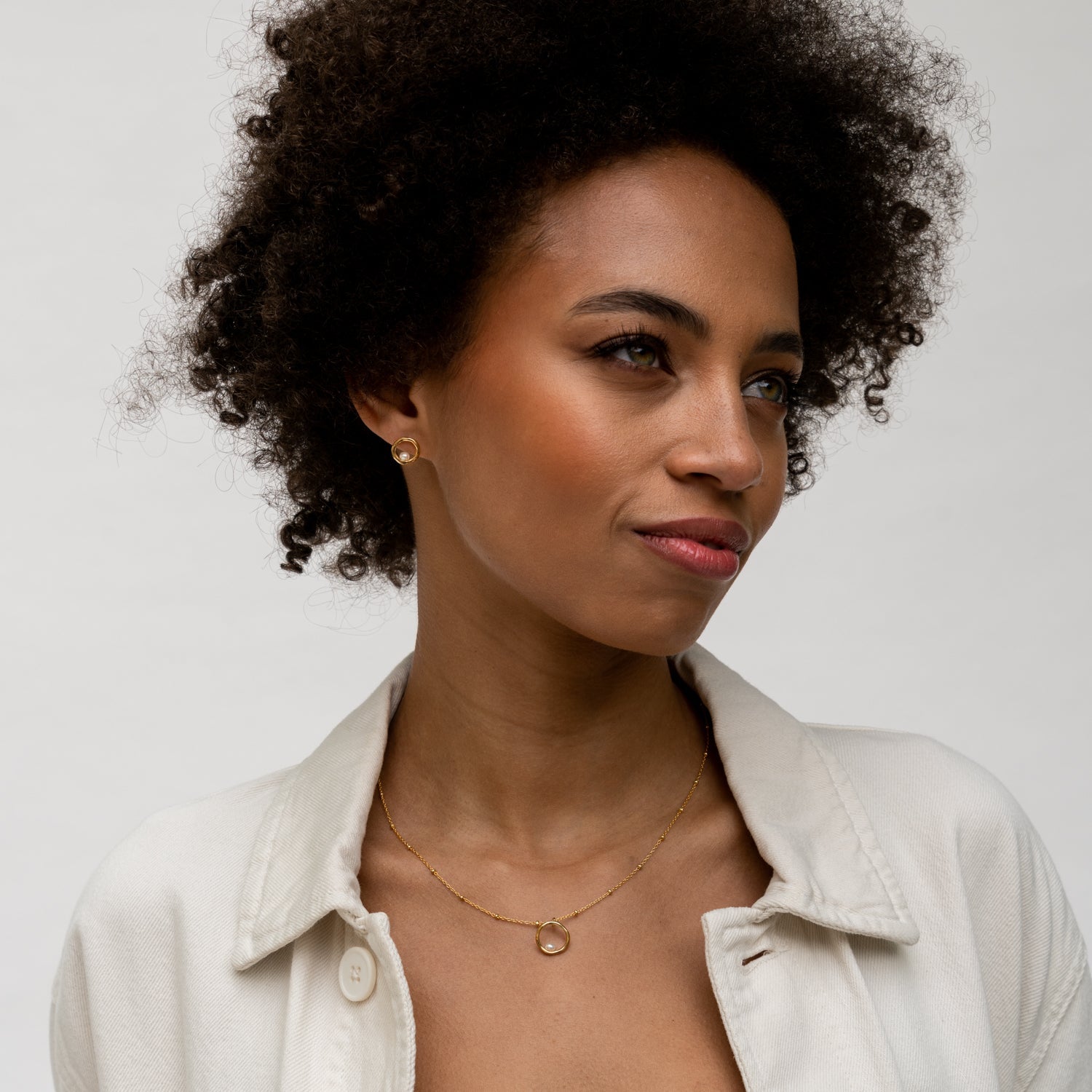 Open Circle & White Pearl Waterfall Pendant