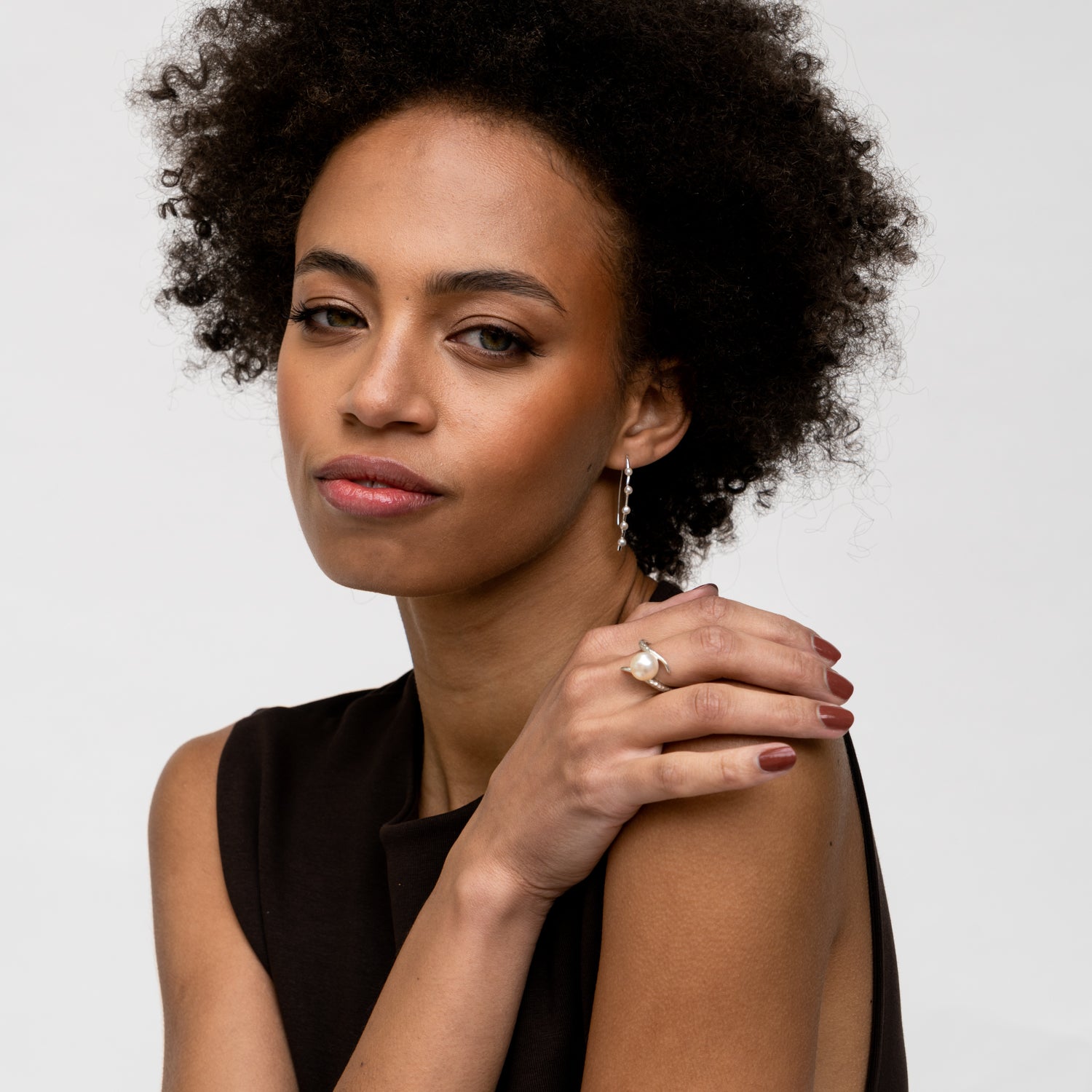 Twisted White Freshwater Pearl Ring