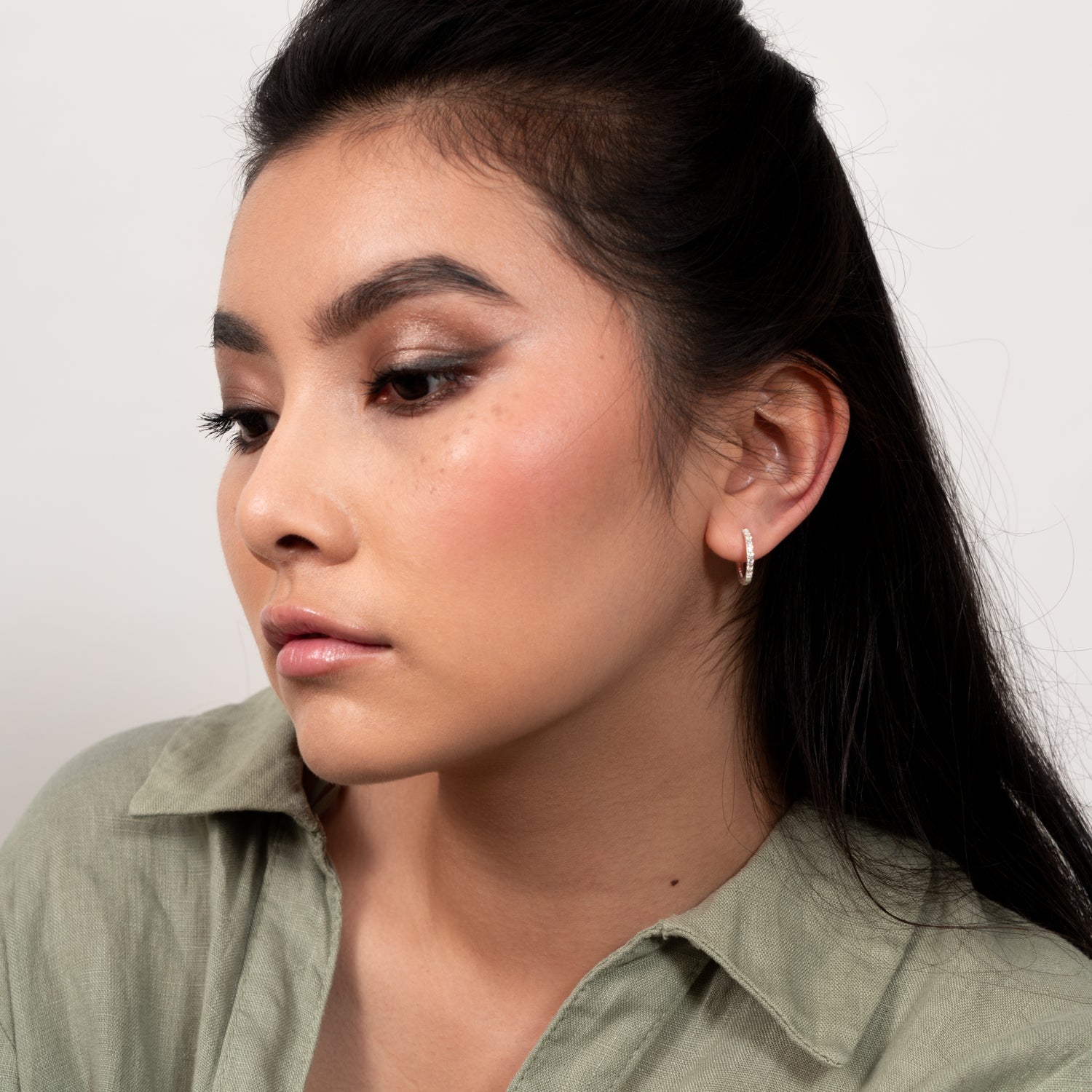 White Sapphire Lumiere Huggie Hoops