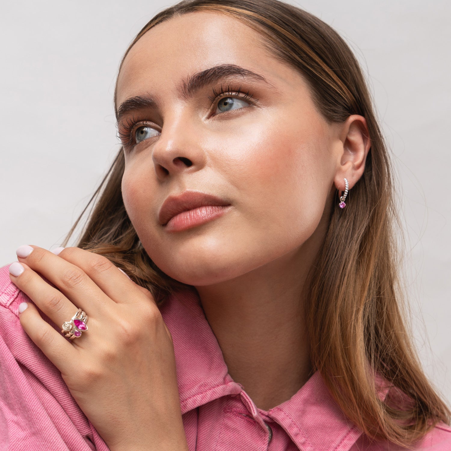 Pink Tourmaline Orissa Hoops