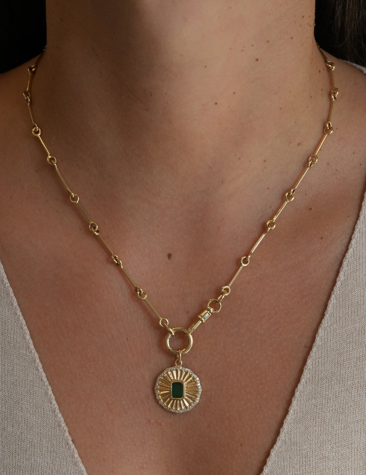Gold Long Bar Clasp Chain