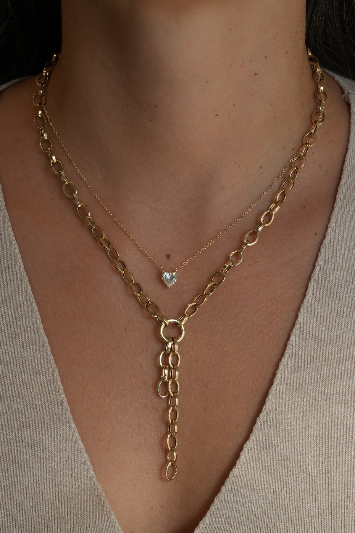 Gold Lab Diamond Heart Necklace
