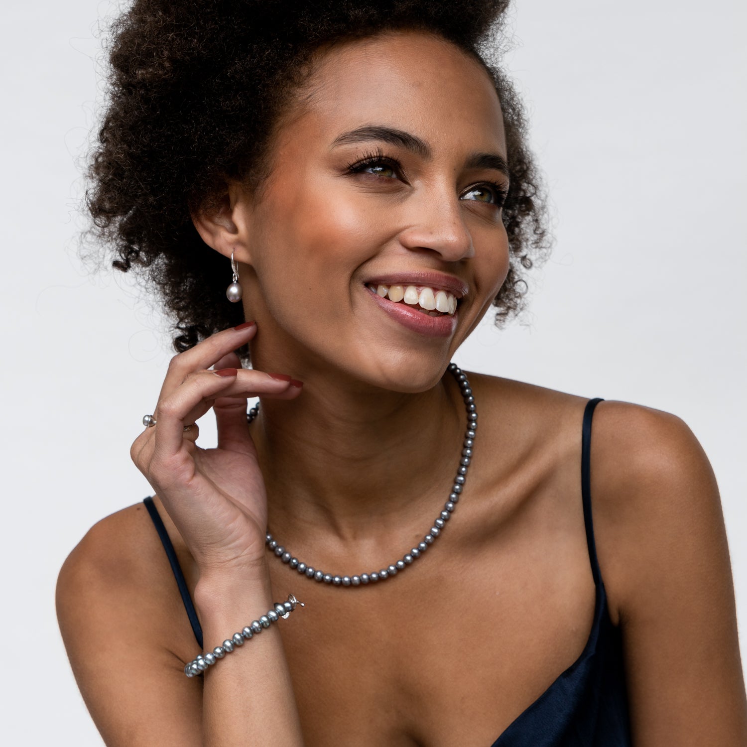 12mm Oval Dove Grey Freshwater Pearl Drop Earrings