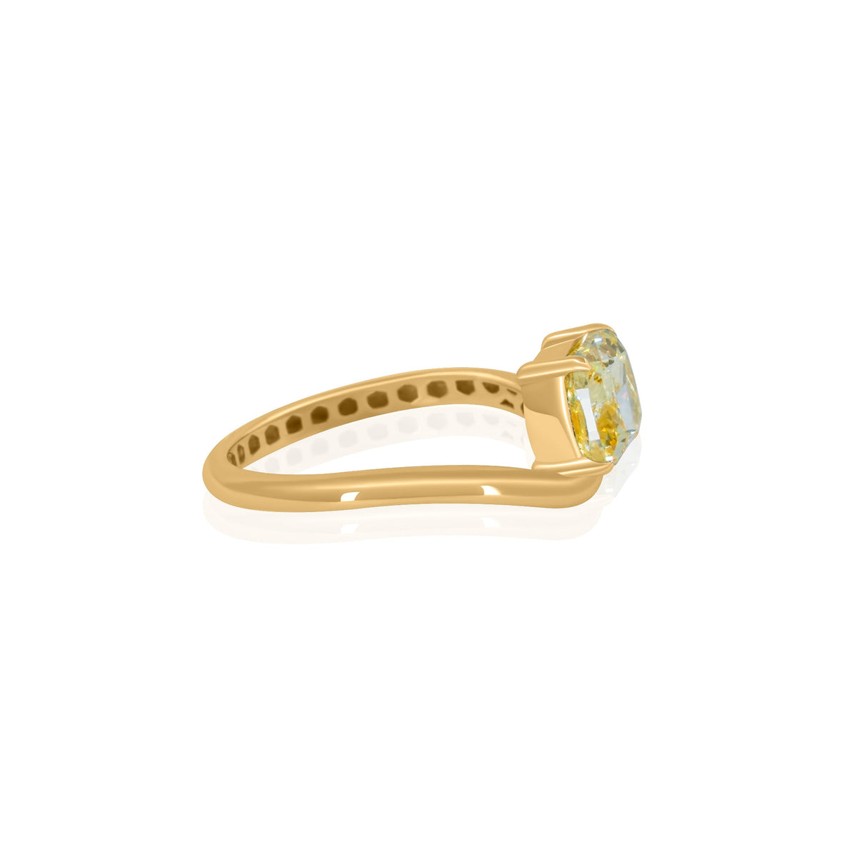Gold Lab Yellow Diamond Cushion Wave Pinky Ring