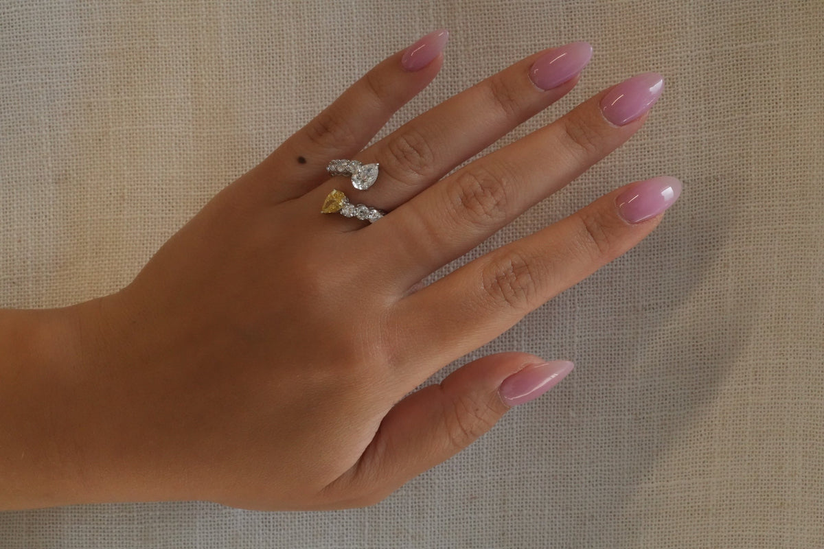 Gold Lab Yellow Diamond Pear Wrap Ring