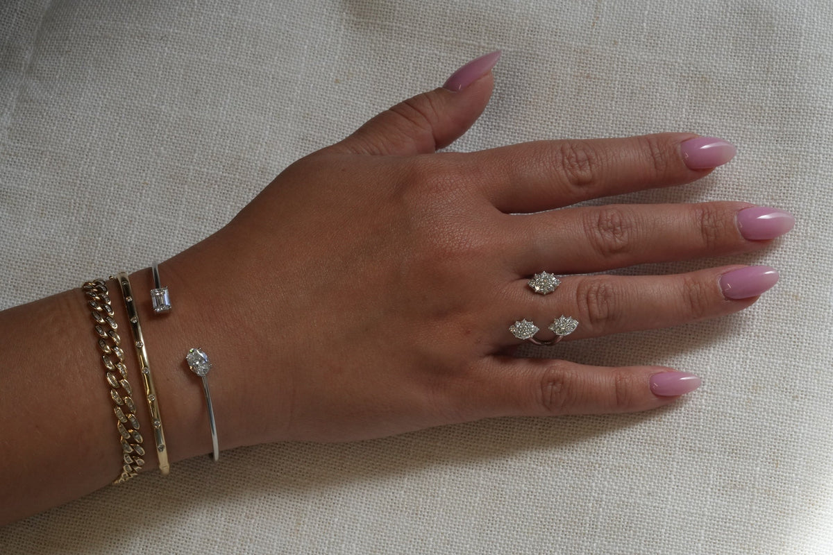 Gold Diamond Pave Marquise Open Ring
