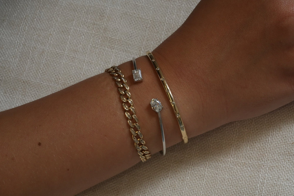 Lab Diamond Emerald Cut and Oval Bangle