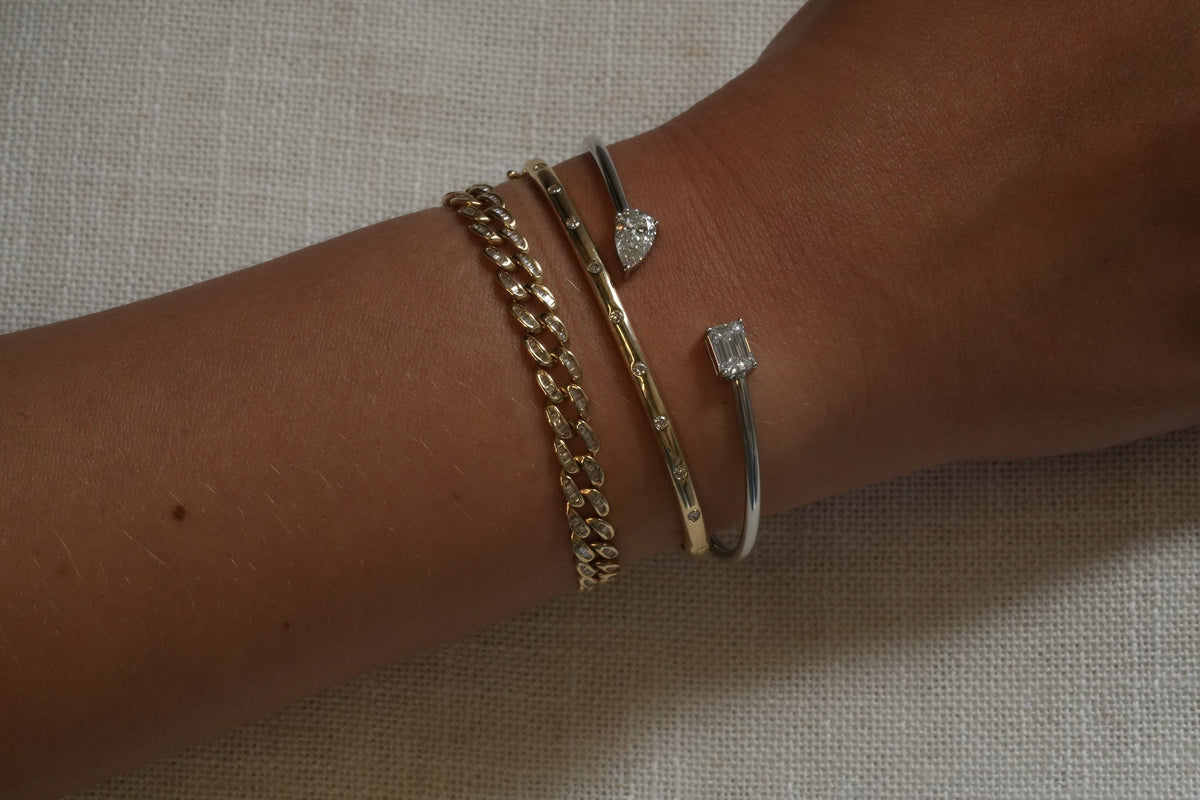 Lab Diamond Emerald Cut and Pear Bangle