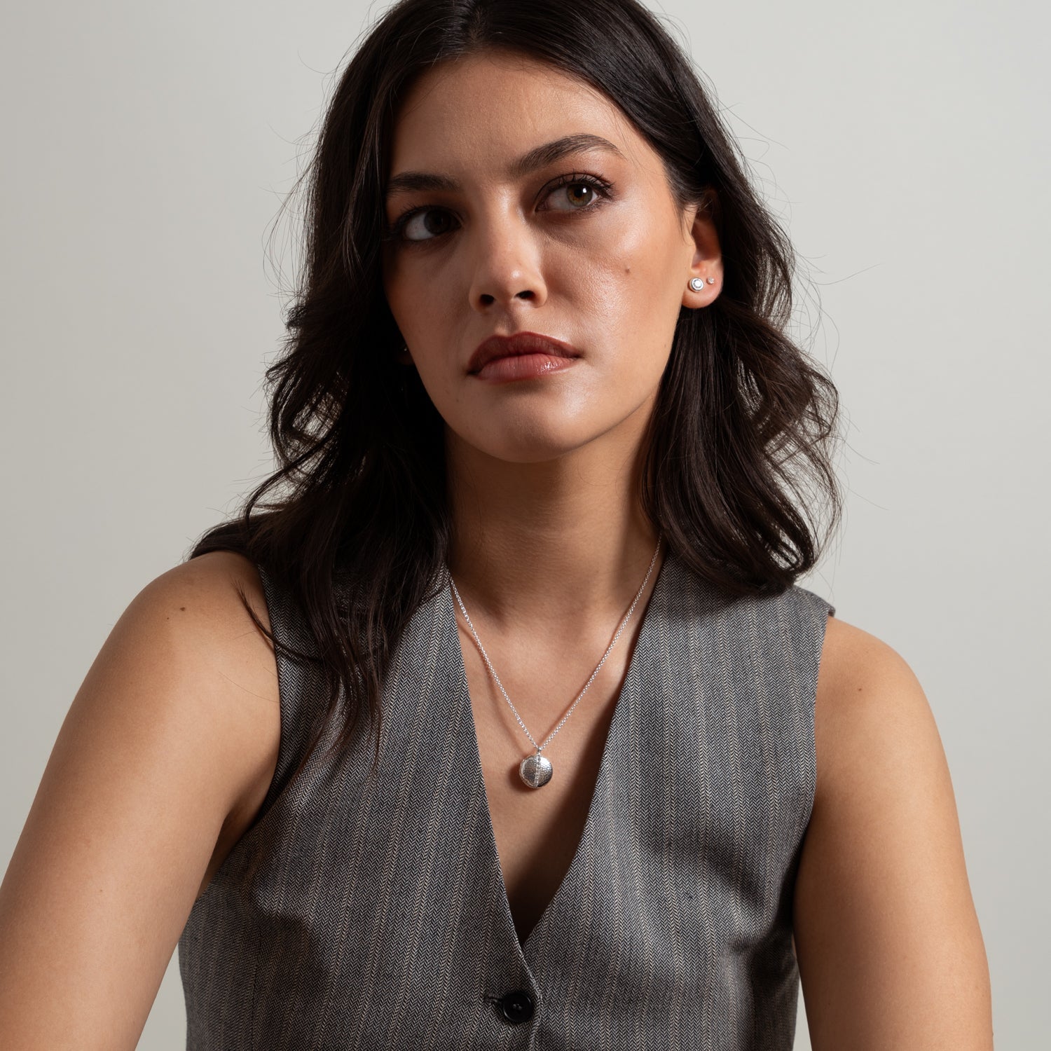 White Sapphire 13mm Round Lumiere Locket