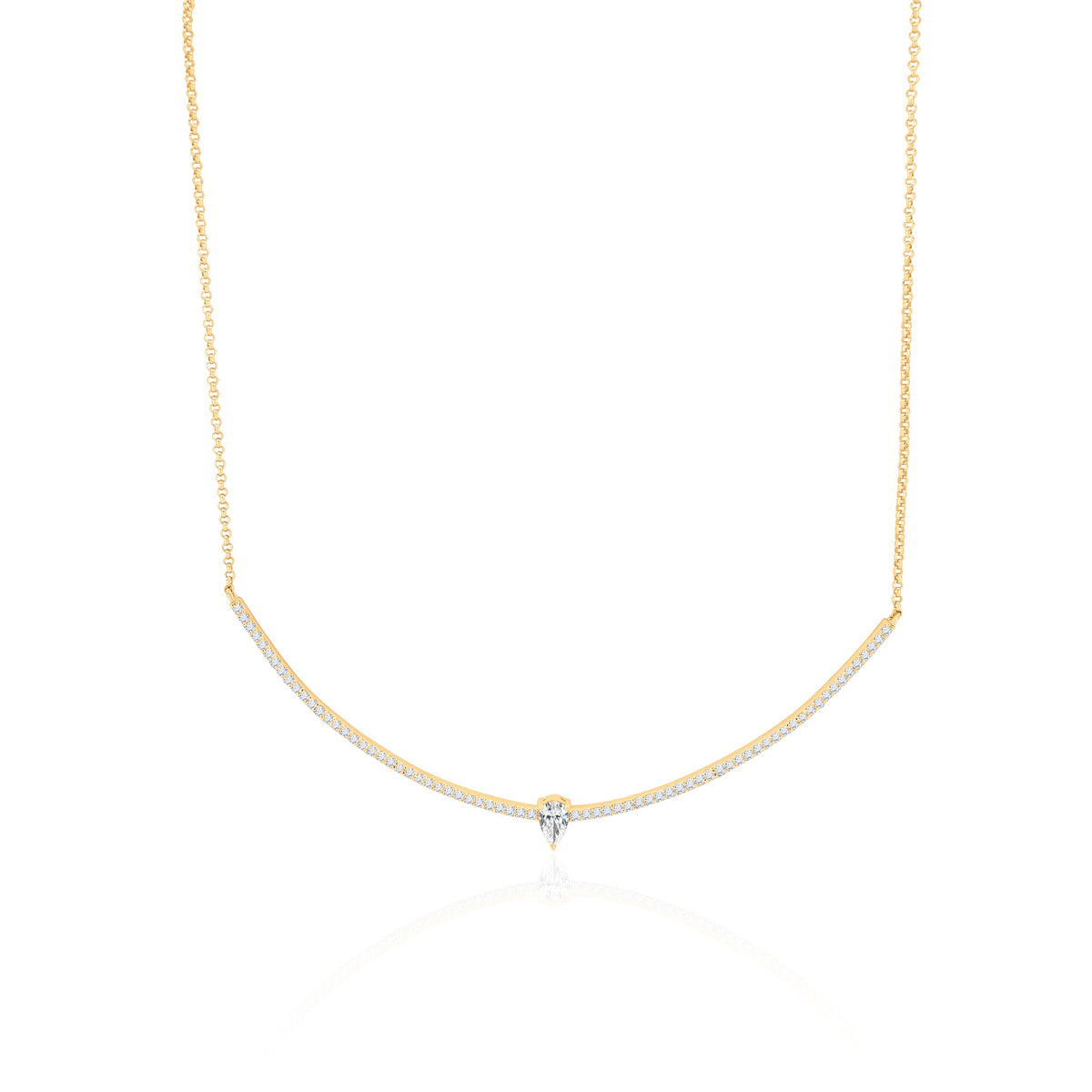 Gold Diamond Pear Curve Necklace