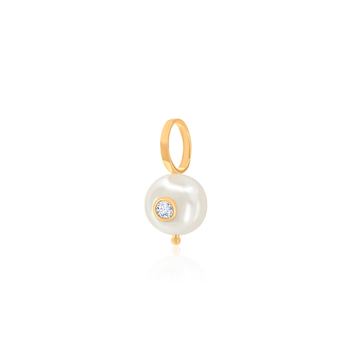 Gold Diamond Pearl Charm Pendant