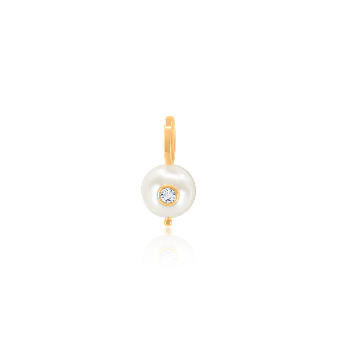 Gold Diamond Pearl Charm Pendant