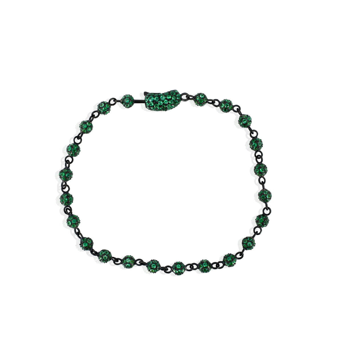 Gold Emerald Spaced Ball Bracelet