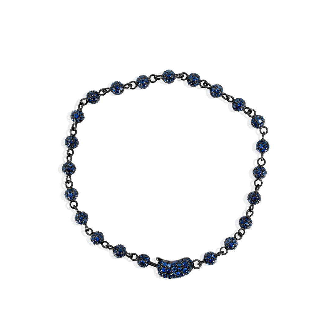 Gold Blue Sapphire Spaced Ball Bracelet