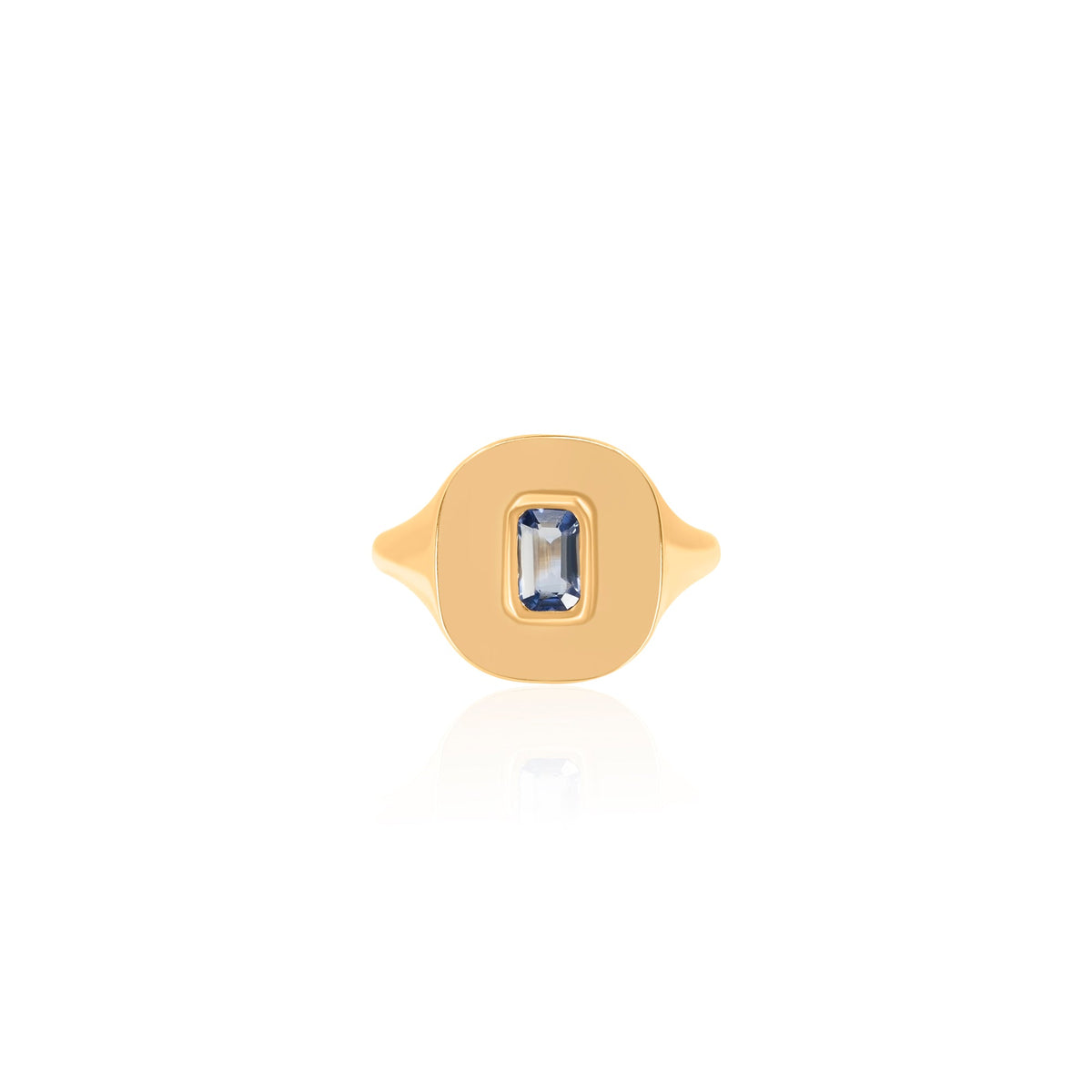 Gold Sapphire Rectangle Signet Ring
