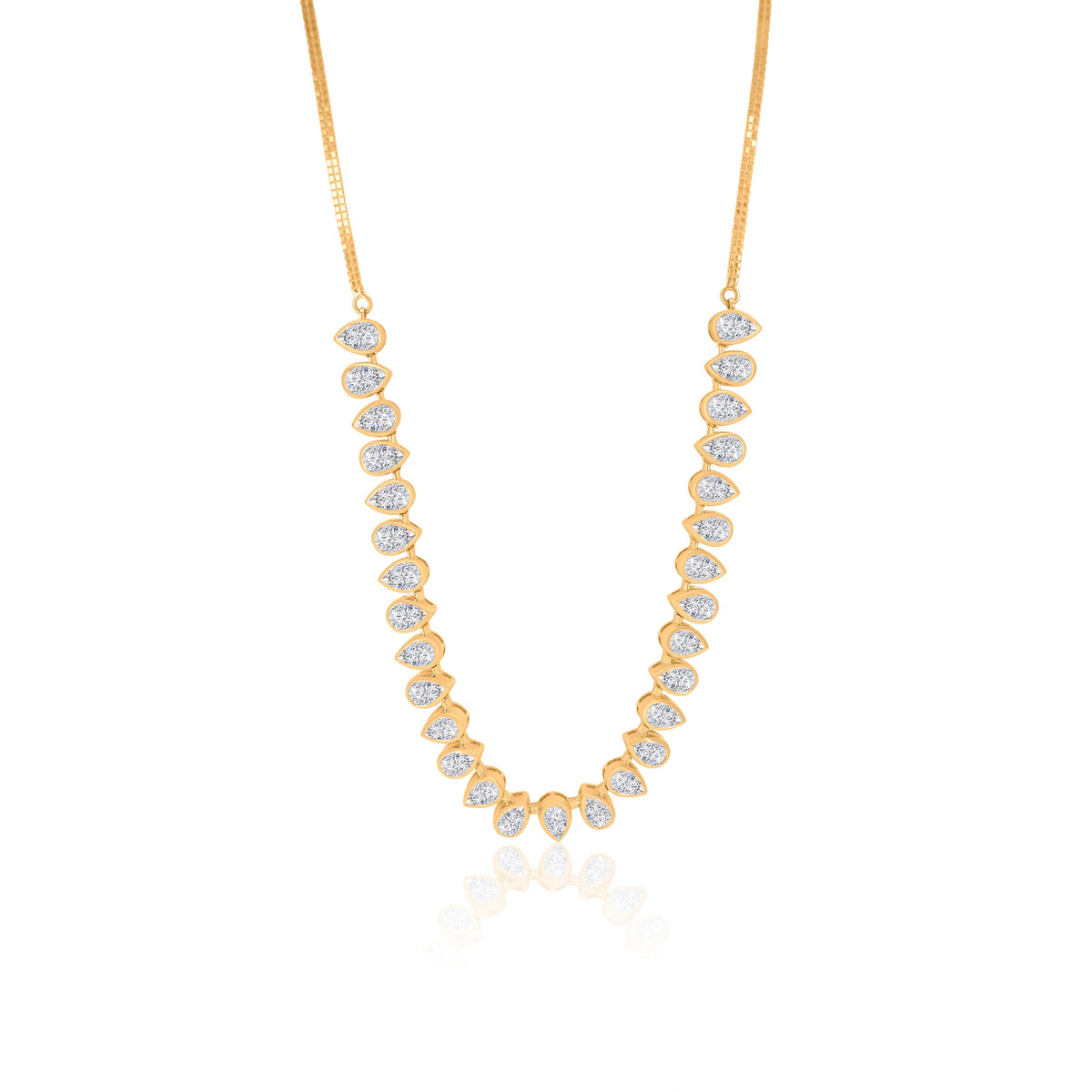 Gold Half Lab Diamond Pear Bezel Necklace