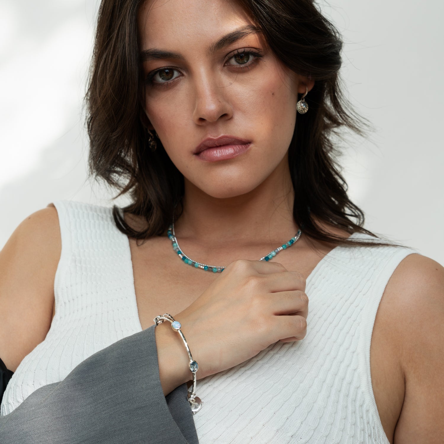 Oval Opal & Topaz Array Bangle