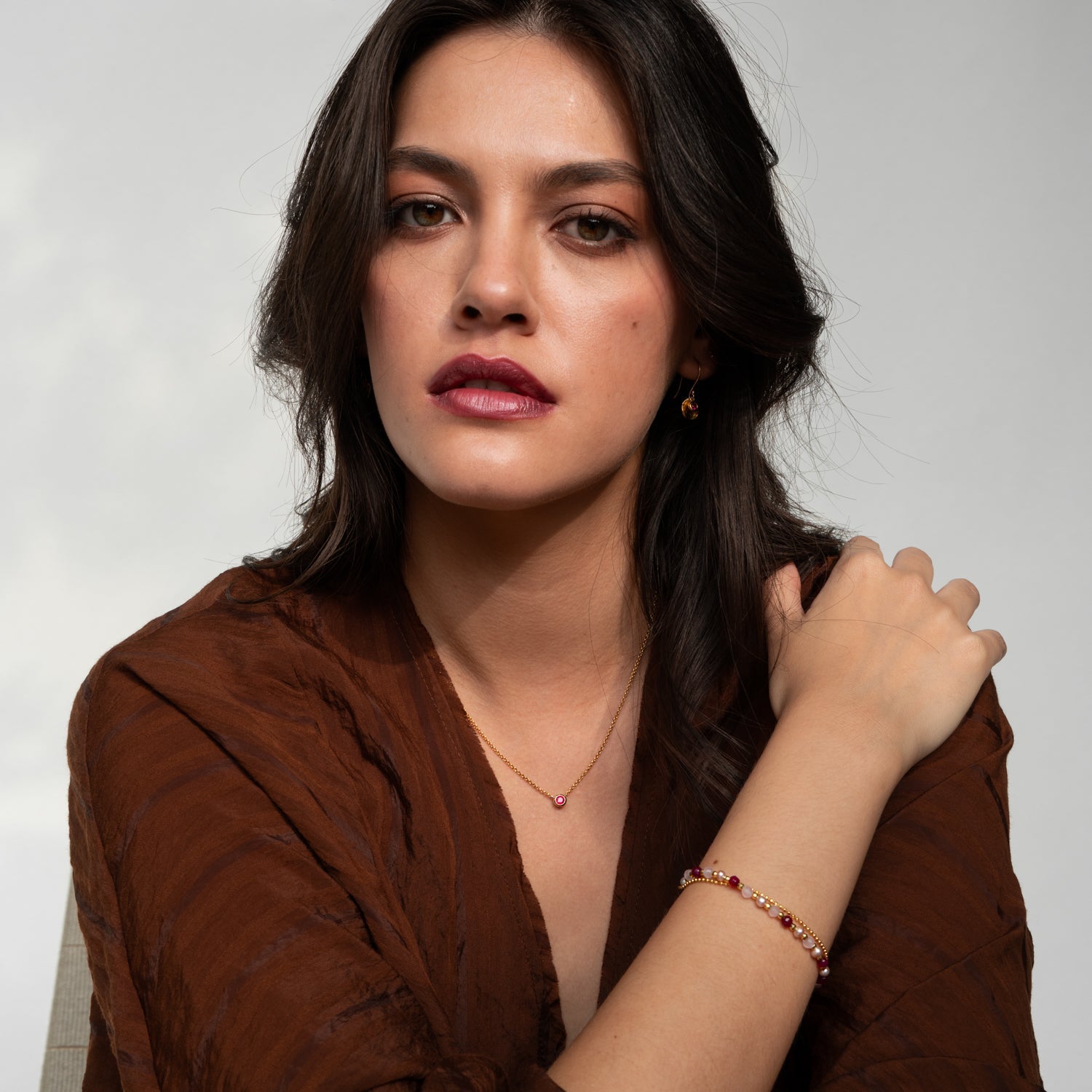 Ruby Round Dewdrop Pendant