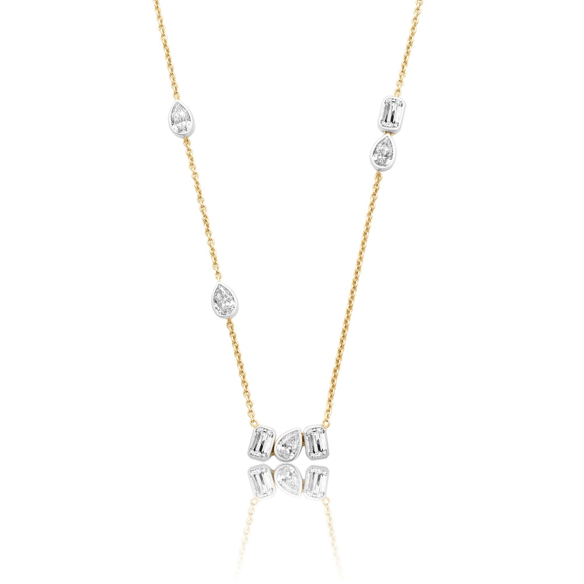 Gold Lab Grown Diamond Multi Shape Necklace