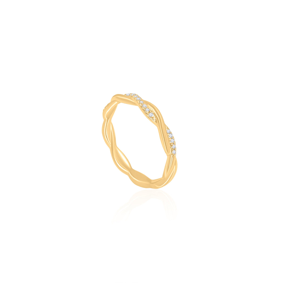 Gold Twist Diamond Pinky Ring