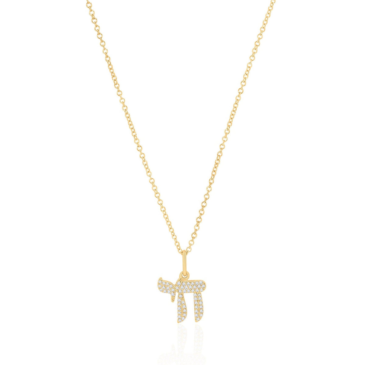 Gold Pave Diamond Chai Necklace