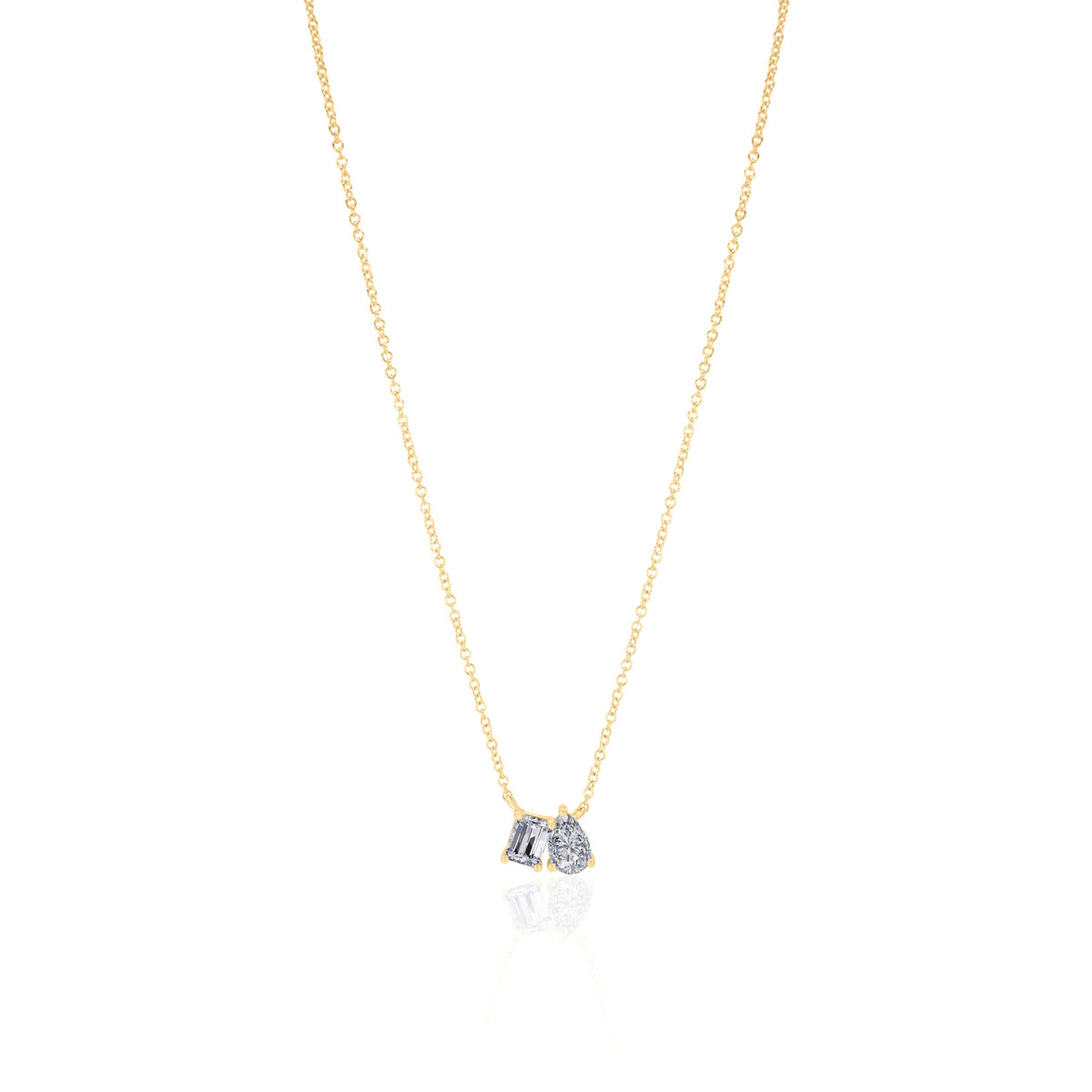 Gold Lab Diamond Emerald and Pear Necklace