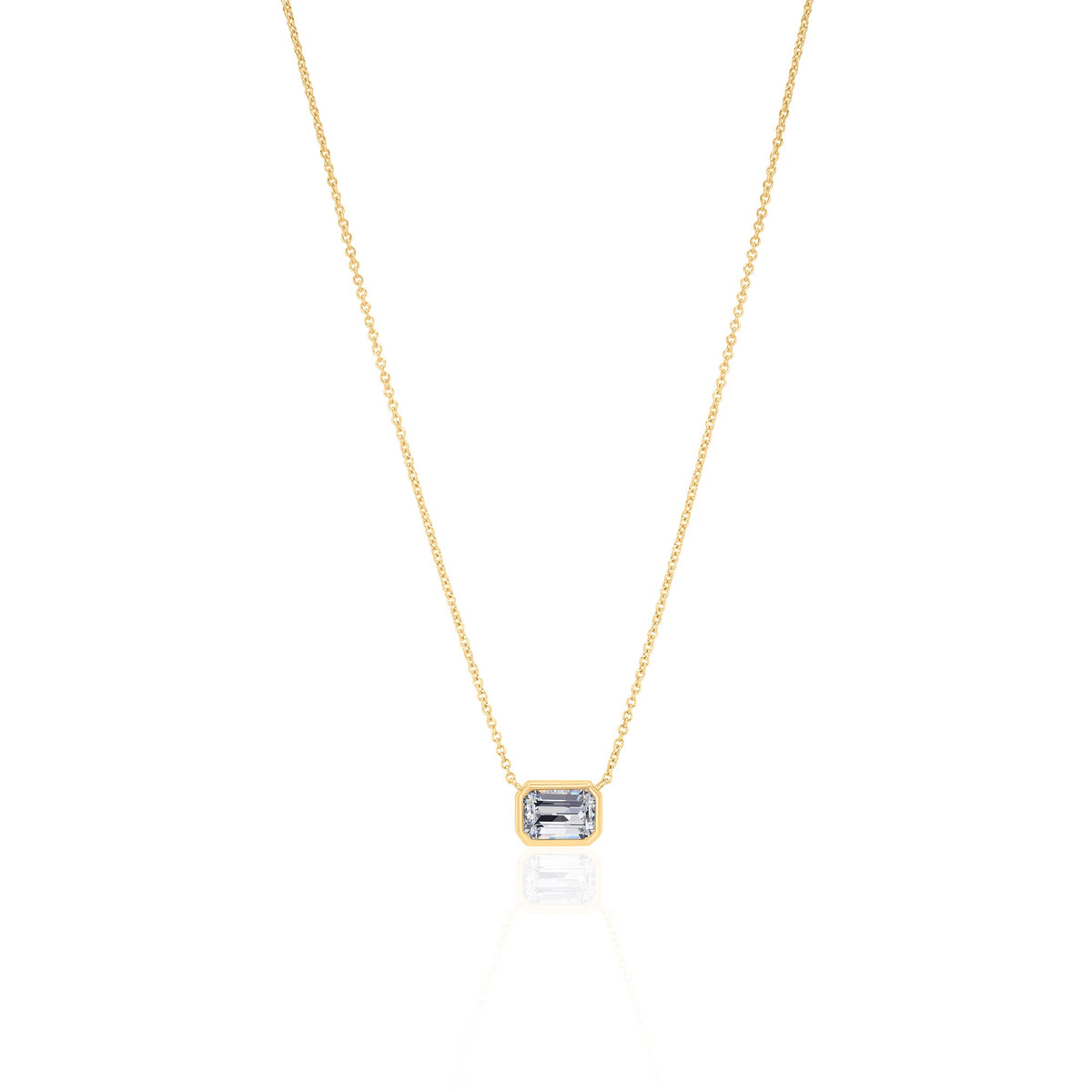 Gold Lab Emerald Cut Diamond Necklace