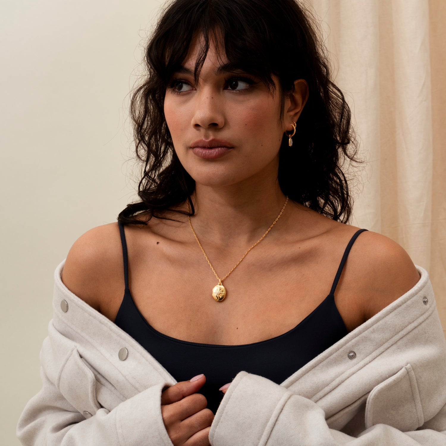 Diamond Starburst Oval Locket