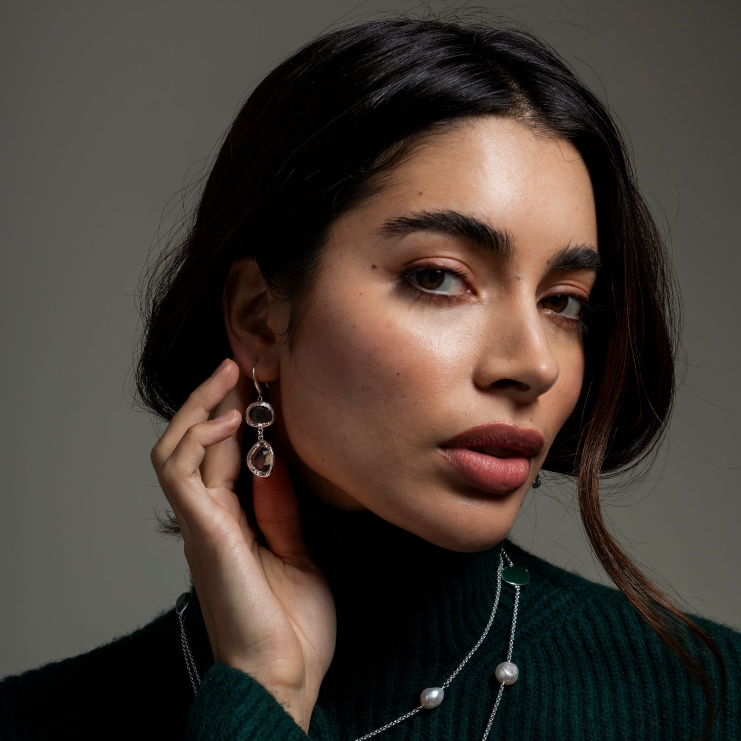 Rock Crystal Pebble Drop Earrings