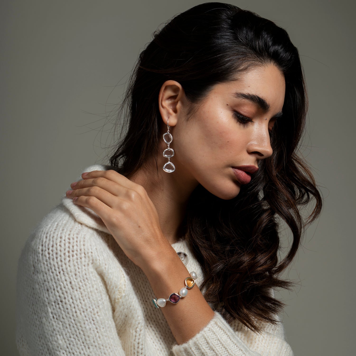 Candy' Gemstone & Pearl Pebble Bracelet