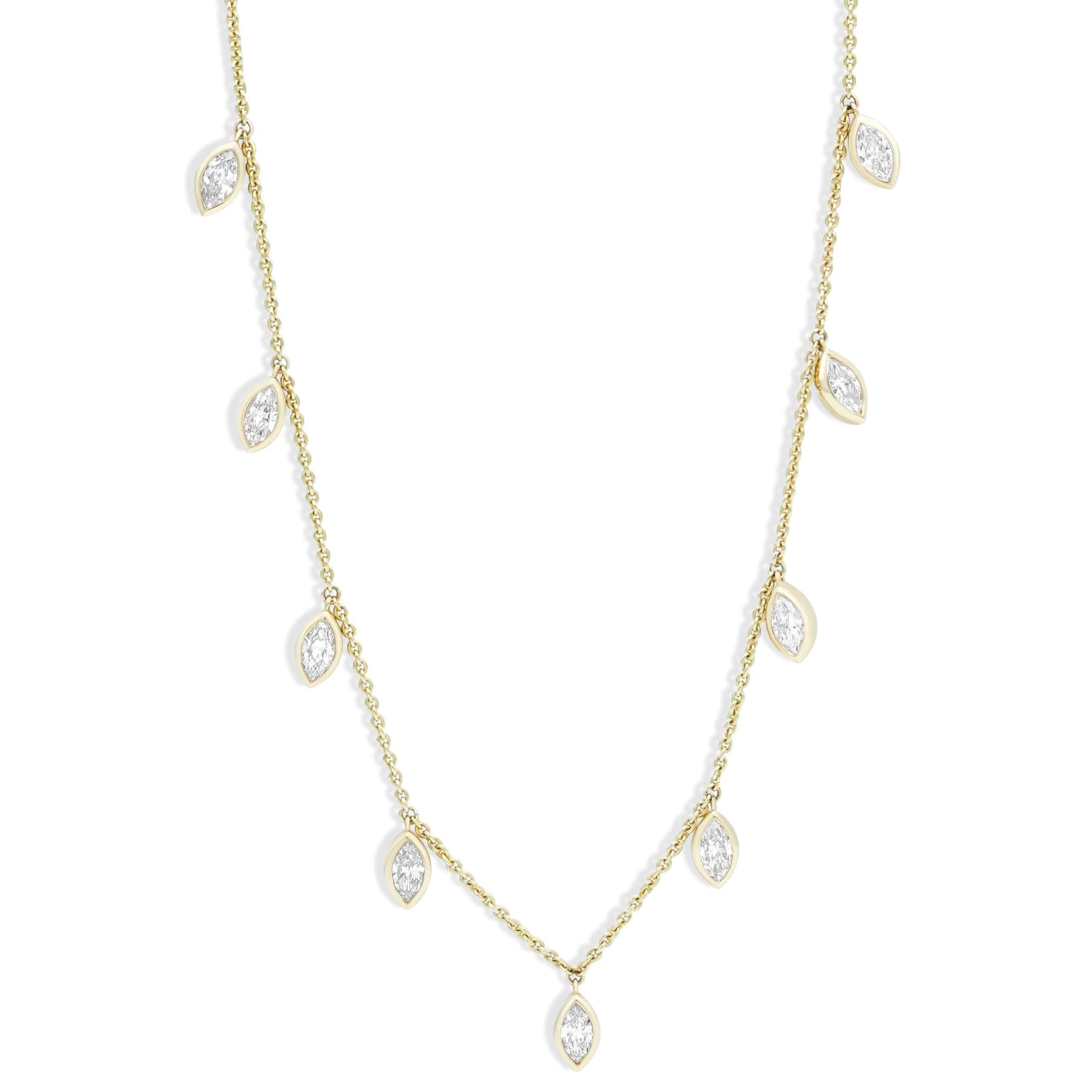 Gold Lab Grown Diamond Multi Marquise Drop Necklace