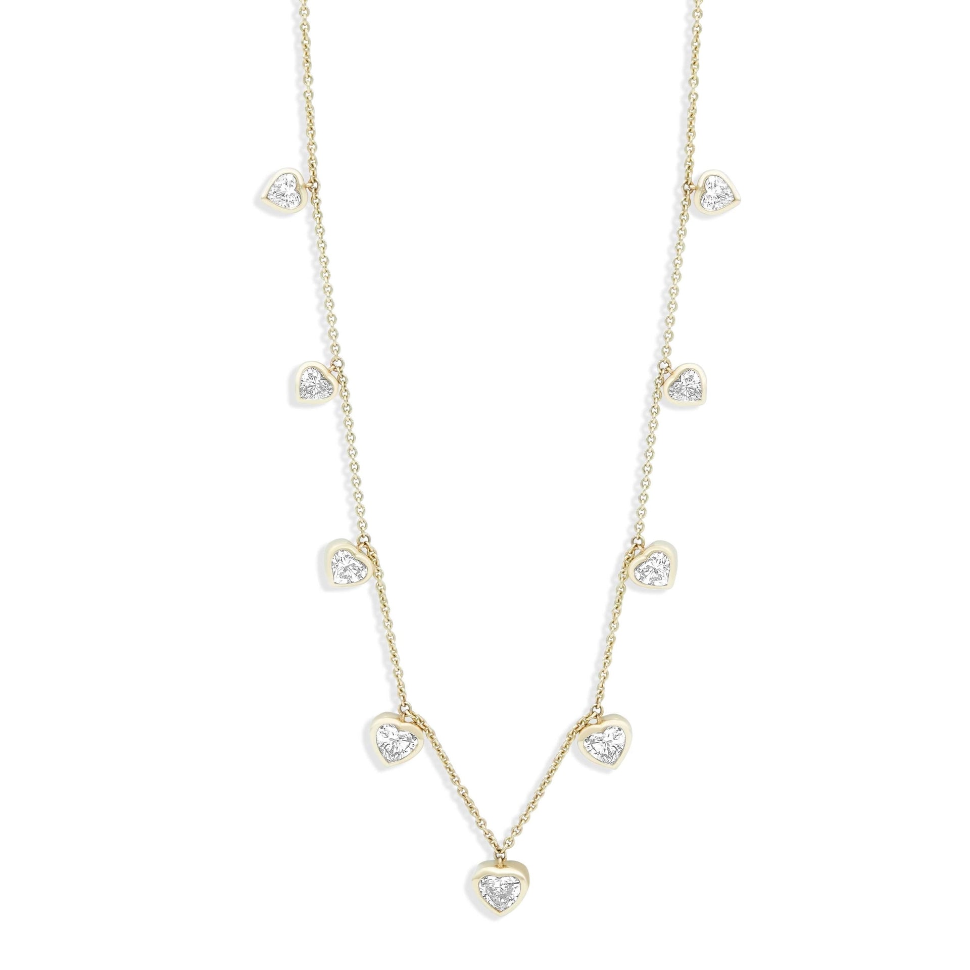 Gold Lab Grown Diamond Multi Heart Drop Necklace