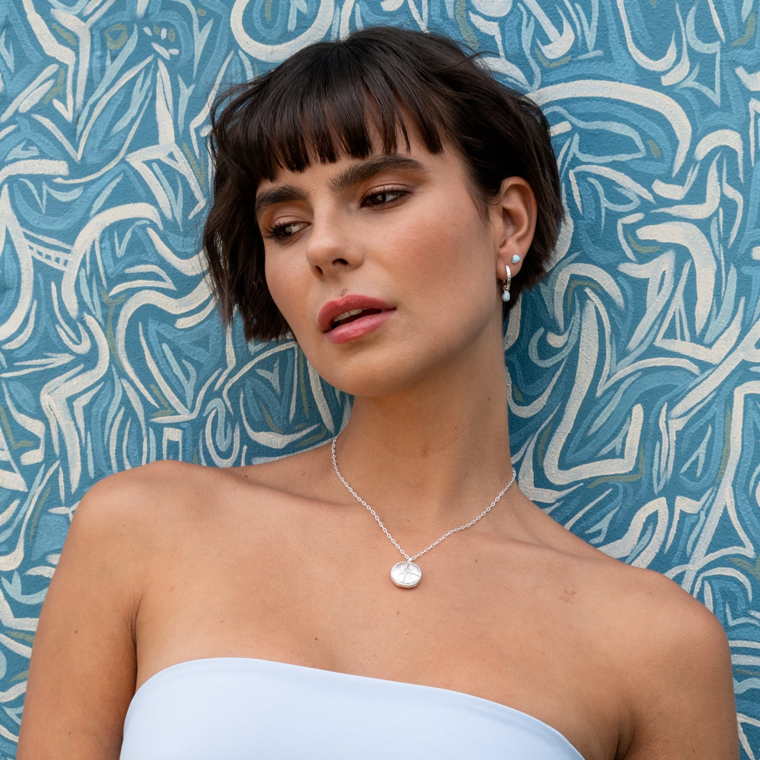 Hammered Opal Array Hoops