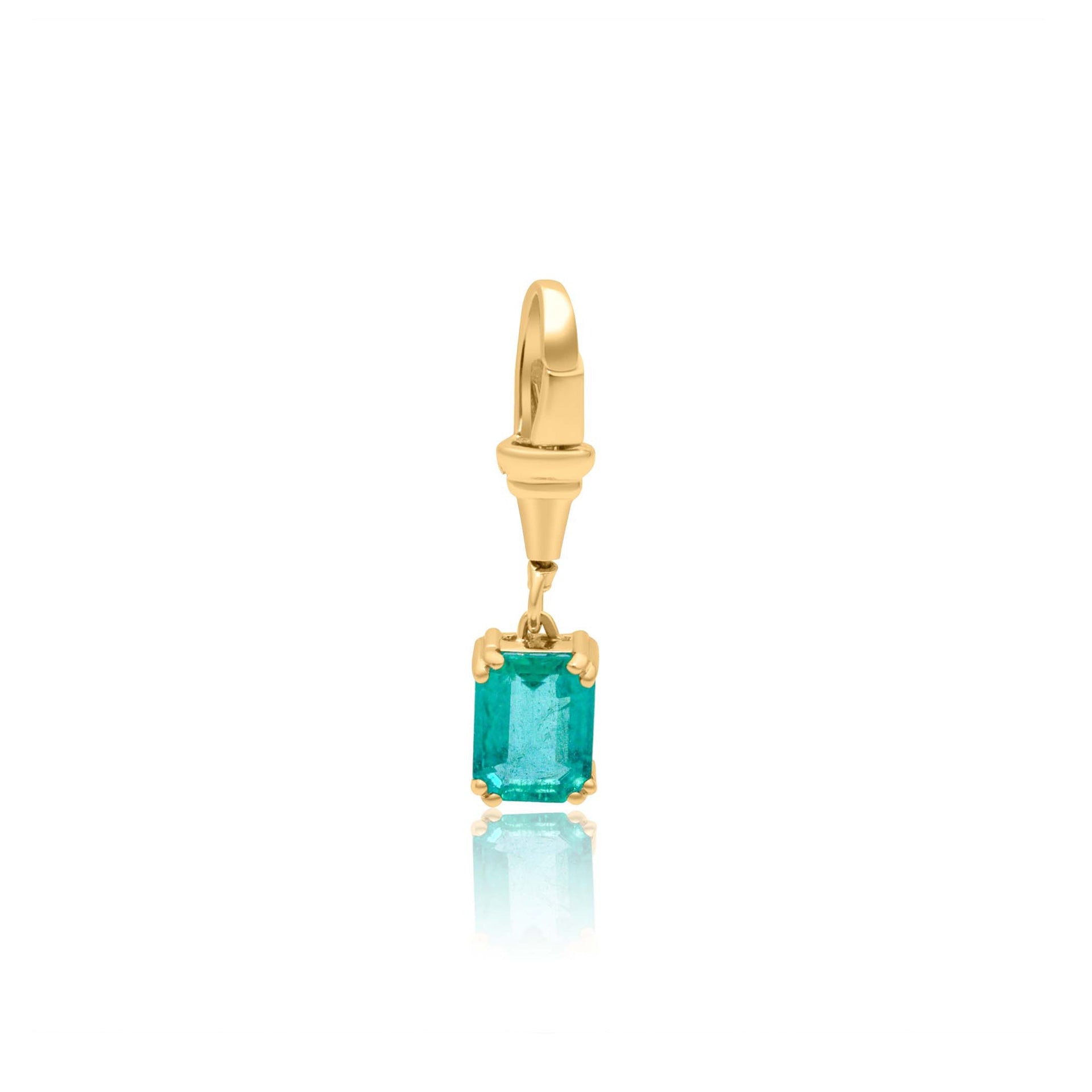 Gold Emerald Baguette Clasp Pendant