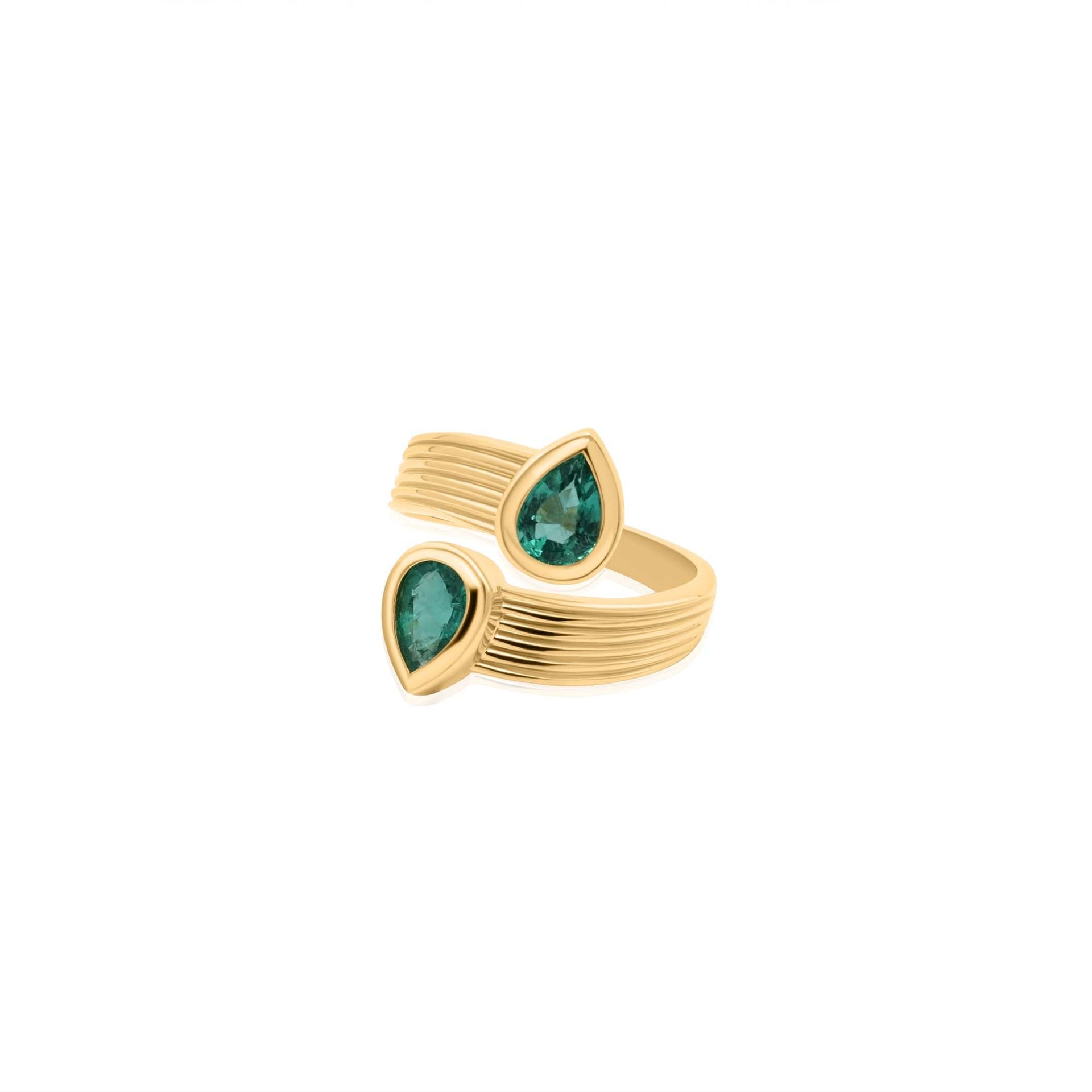 Gold Emerald Pear Wrap Ring