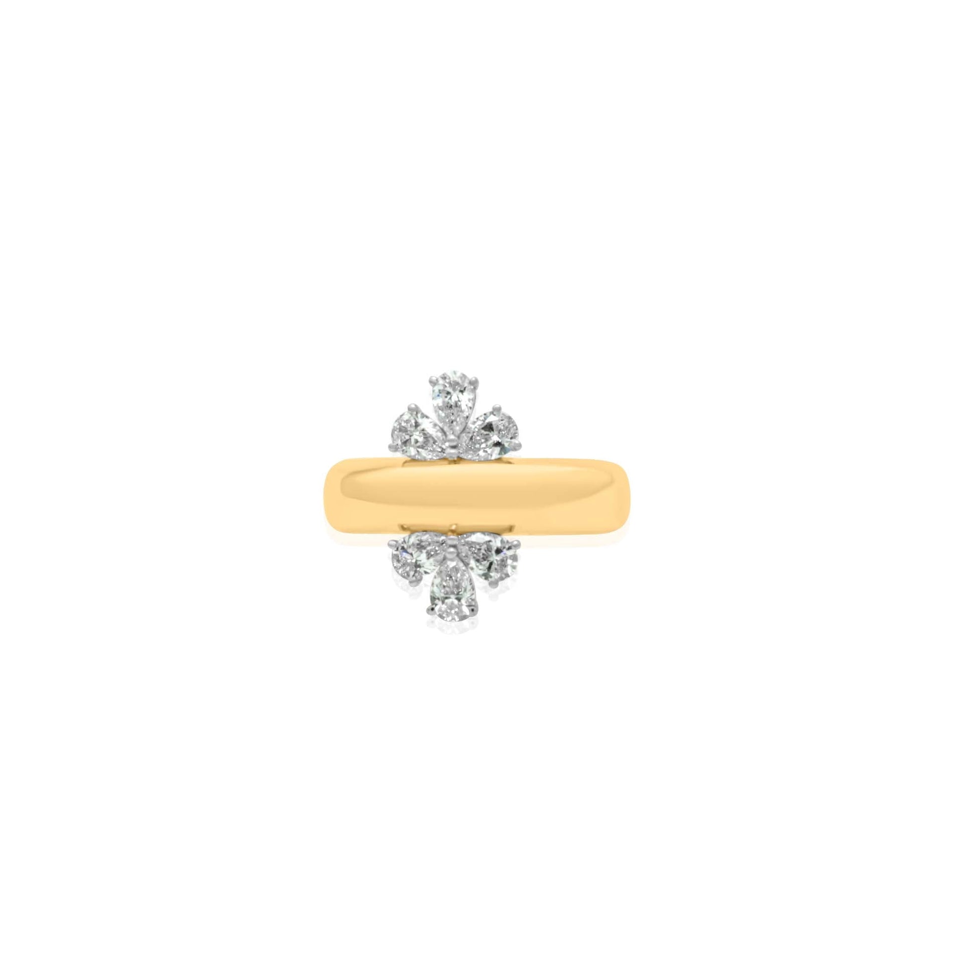 Gold Diamond Double Lotus Ring