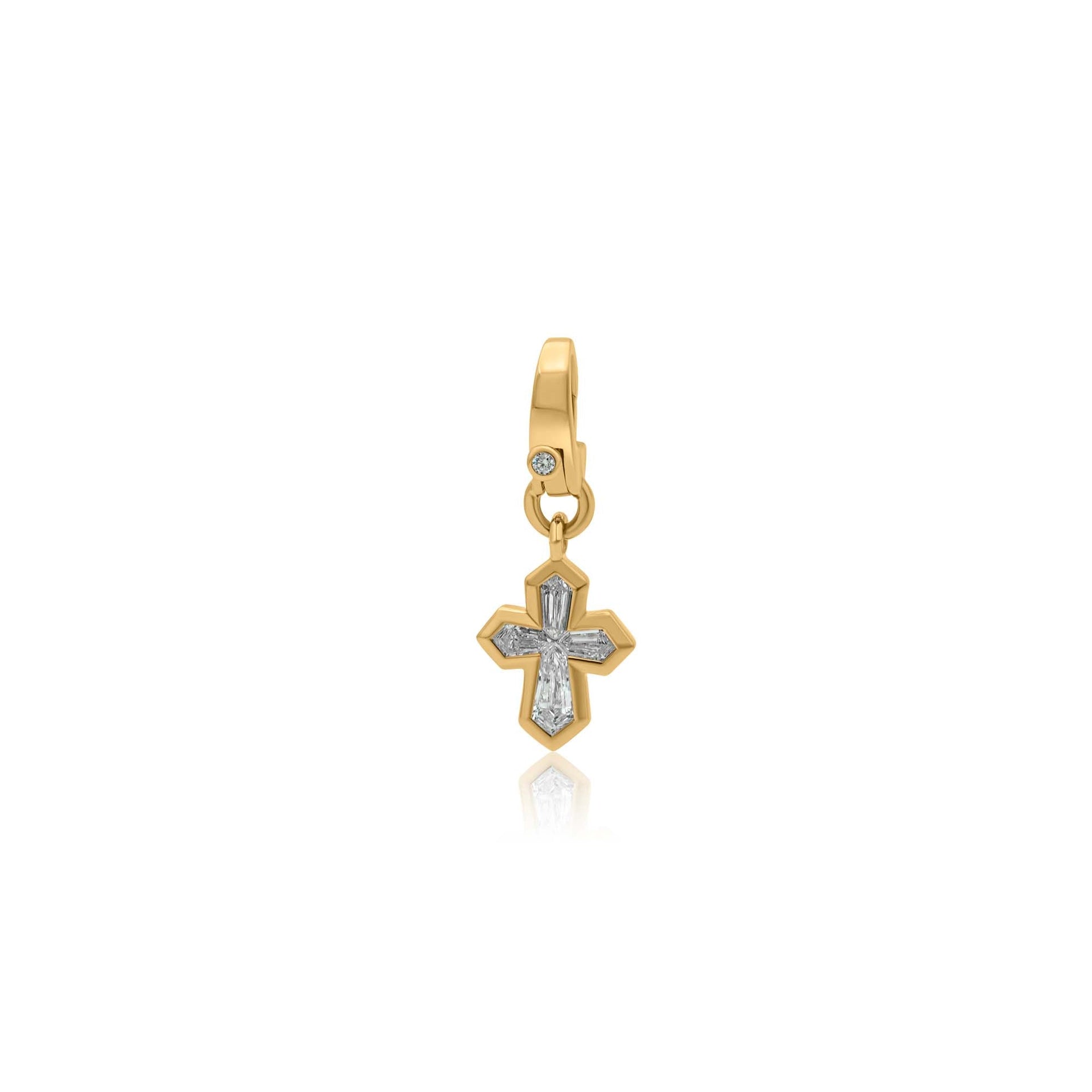 Gold Diamond Cross Bezel Pendant