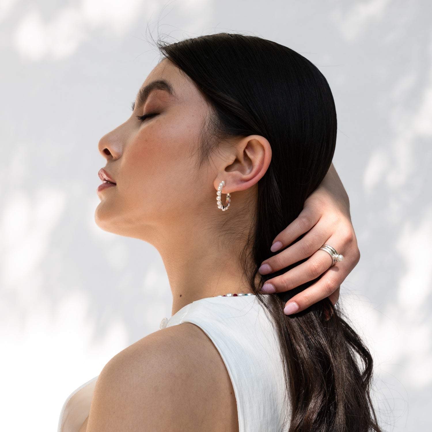 Large Timeless Pearl Huggie Hoops