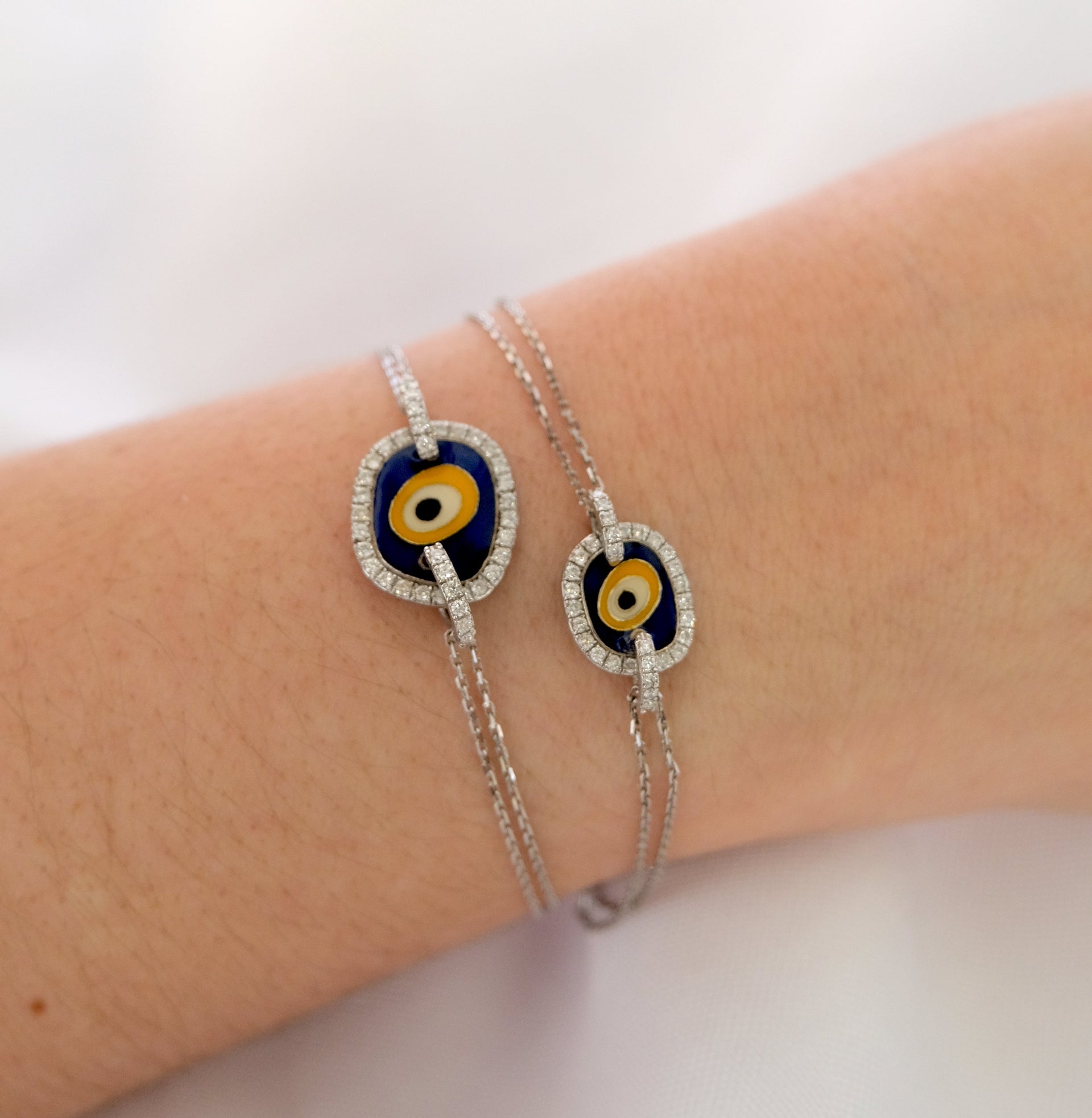 Gold Medium Multi Colored Enamel Eye Bracelet