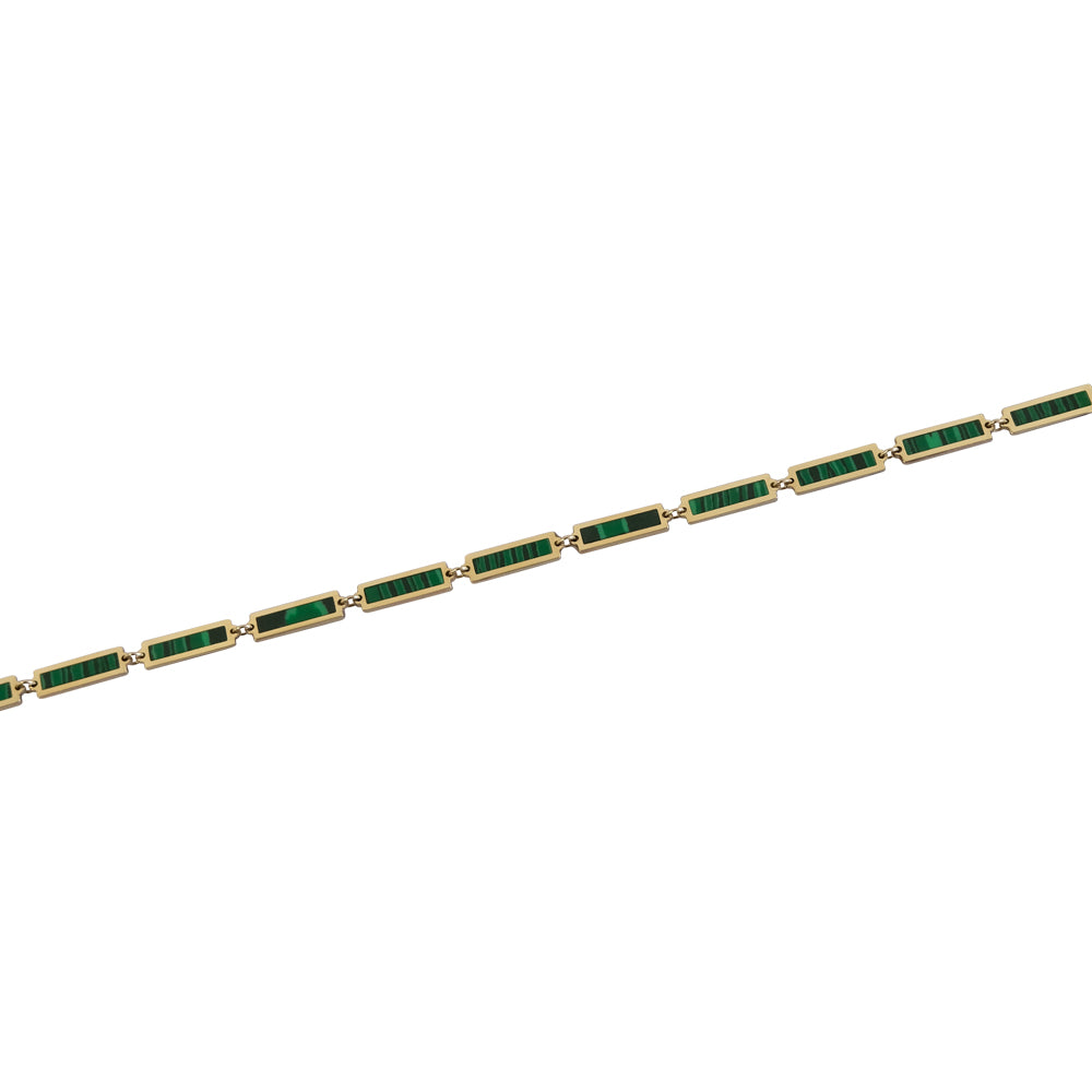 Gold Small Rectangle Malachite Bracelet
