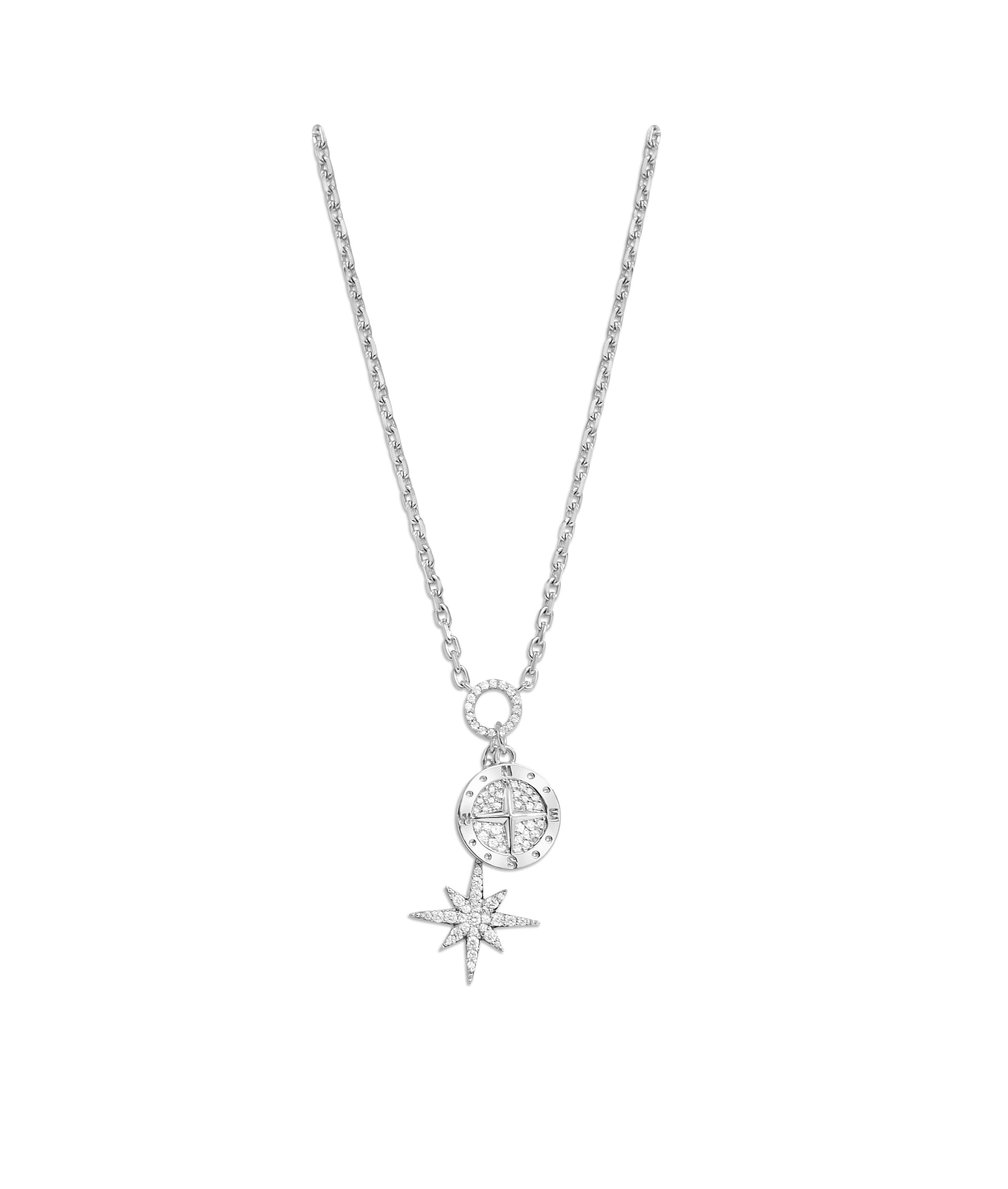 Gold Round Diamond Starburst Necklace