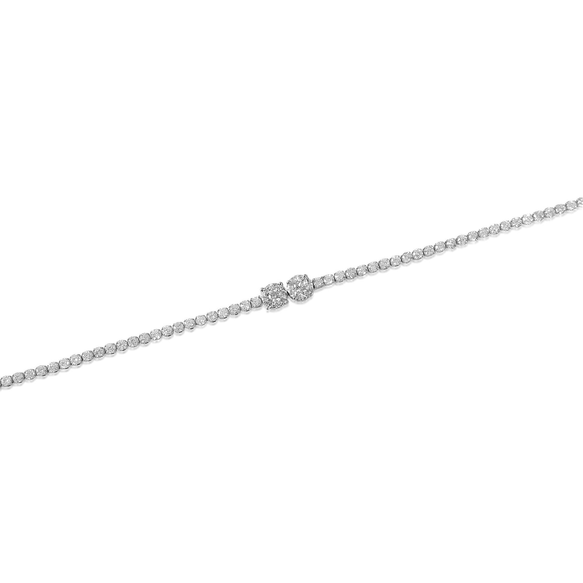 Gold Double Round Diamond Tennis Bracelet