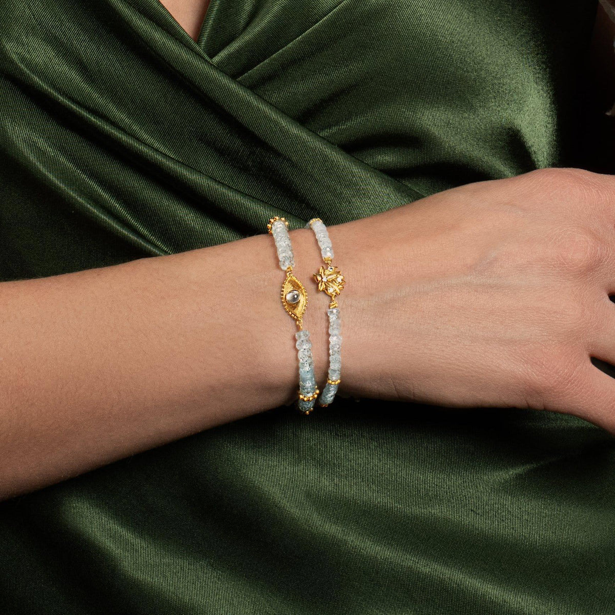 Soothing Thoughts - Aquamarine Evil Eye Charm Bracelet