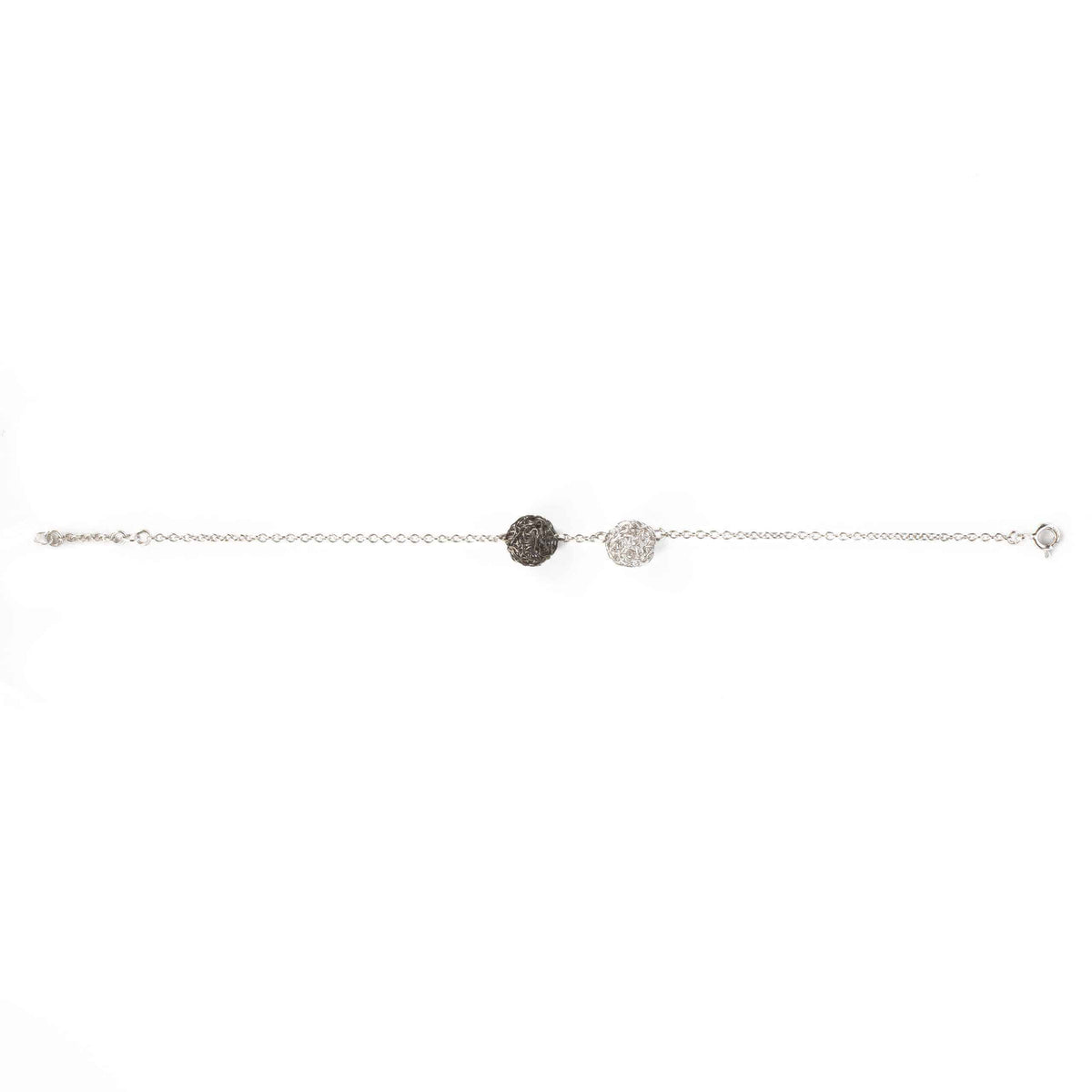 Black Rhodium and Platinum Sphere Bracelet
