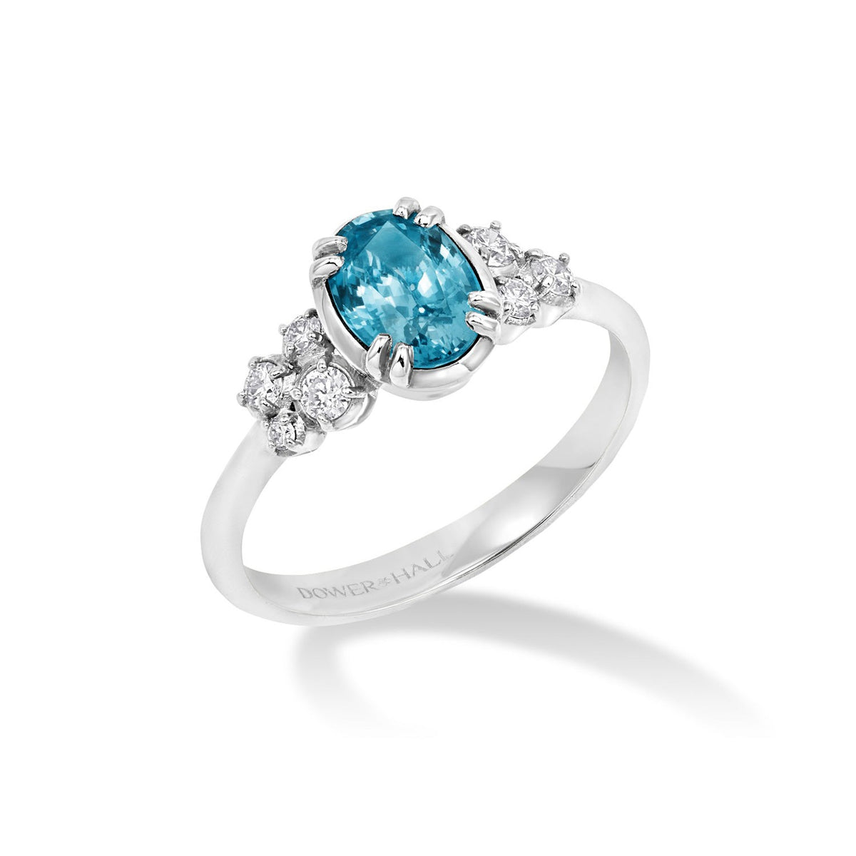 18k Large Oval Aquamarine & Diamond Stargazer Ring