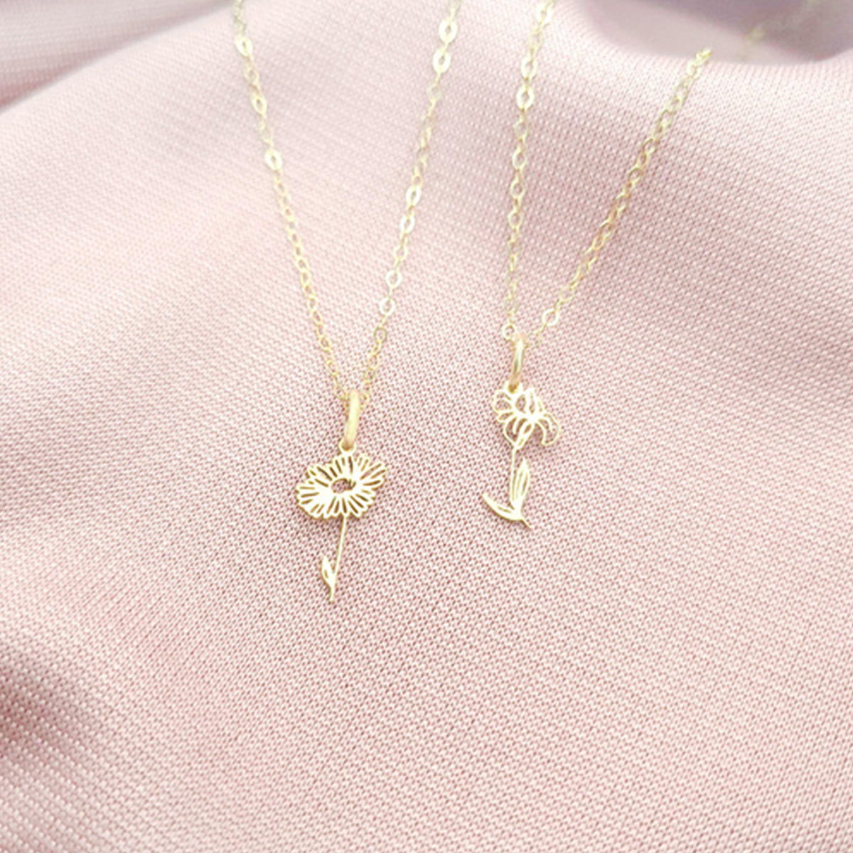 Dainty Birth Flower Charm Necklace